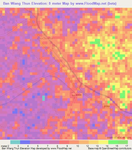 Ban Wiang Thun,Thailand Elevation Map