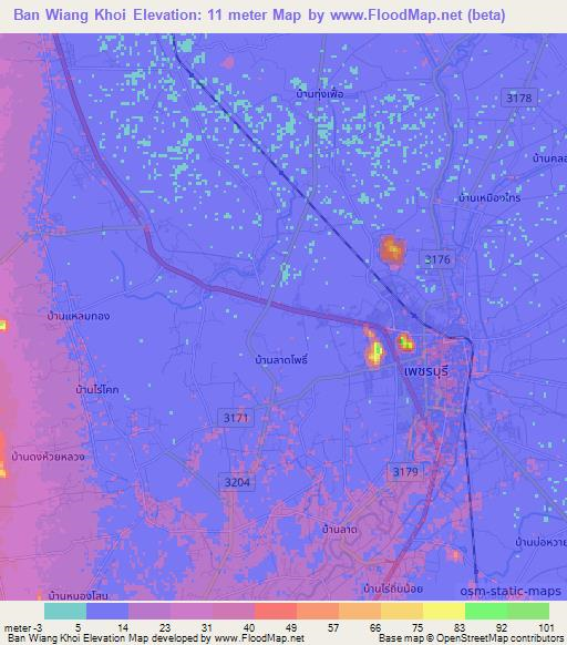Ban Wiang Khoi,Thailand Elevation Map