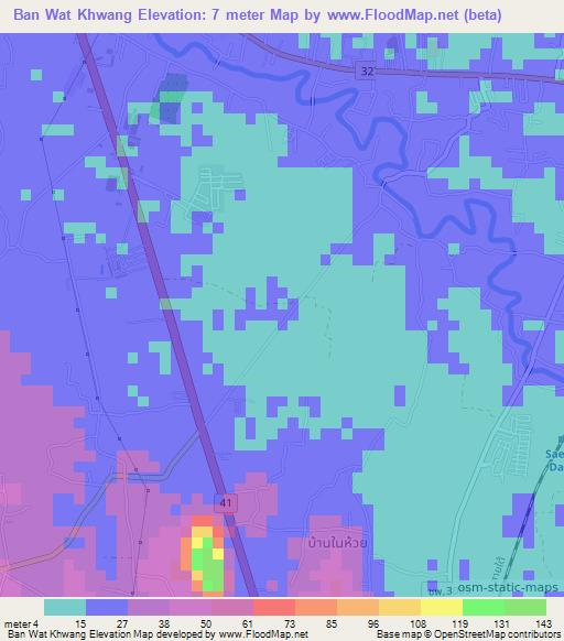 Ban Wat Khwang,Thailand Elevation Map