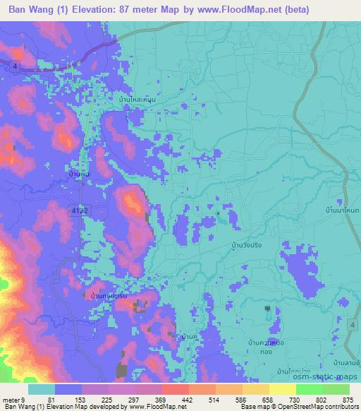 Ban Wang (1),Thailand Elevation Map