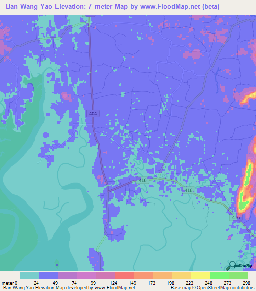 Ban Wang Yao,Thailand Elevation Map