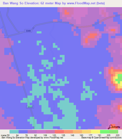 Ban Wang So,Thailand Elevation Map