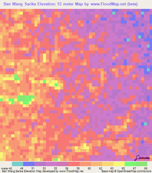 Ban Wang Sarika,Thailand Elevation Map