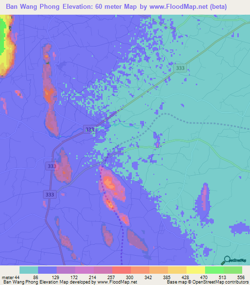 Ban Wang Phong,Thailand Elevation Map