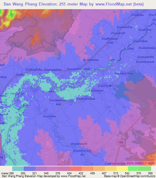 Ban Wang Phang,Thailand Elevation Map