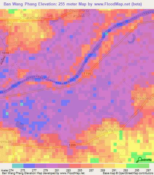 Ban Wang Phang,Thailand Elevation Map