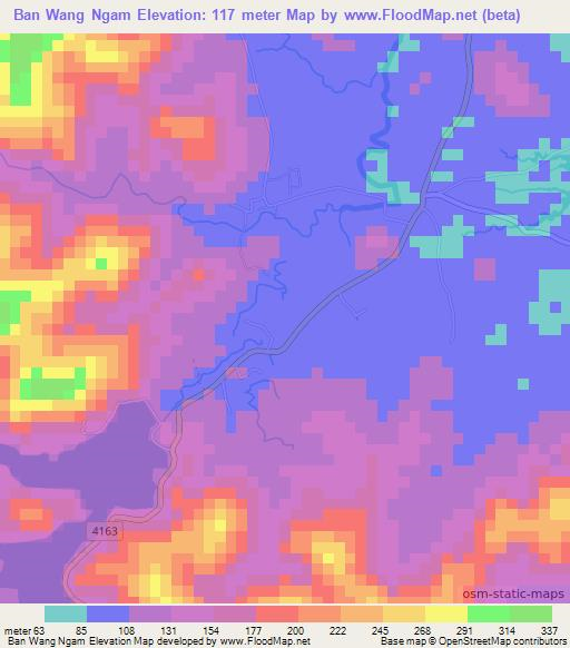 Ban Wang Ngam,Thailand Elevation Map