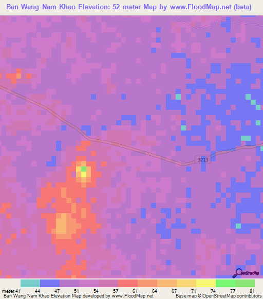 Ban Wang Nam Khao,Thailand Elevation Map