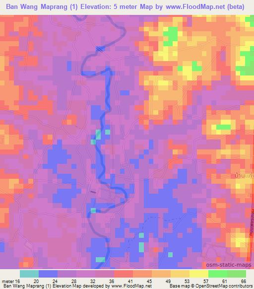 Ban Wang Maprang (1),Thailand Elevation Map