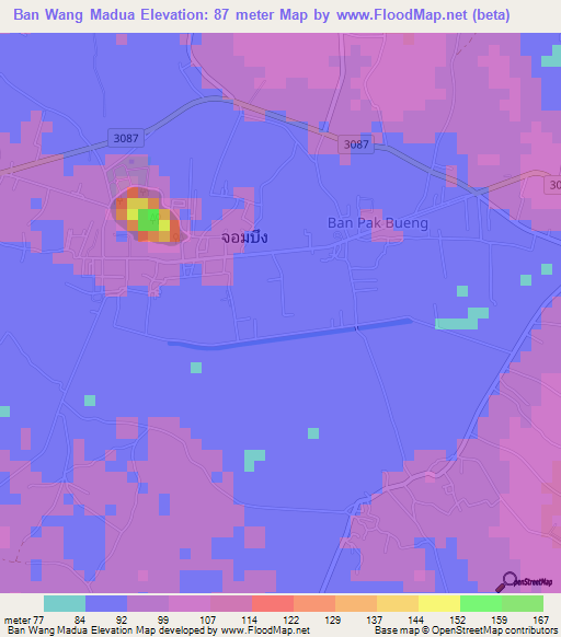 Ban Wang Madua,Thailand Elevation Map