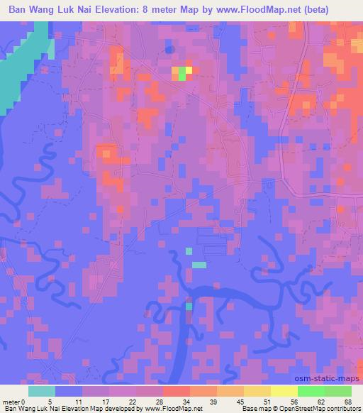 Ban Wang Luk Nai,Thailand Elevation Map