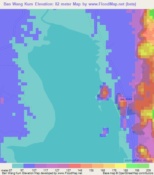Ban Wang Kum,Thailand Elevation Map
