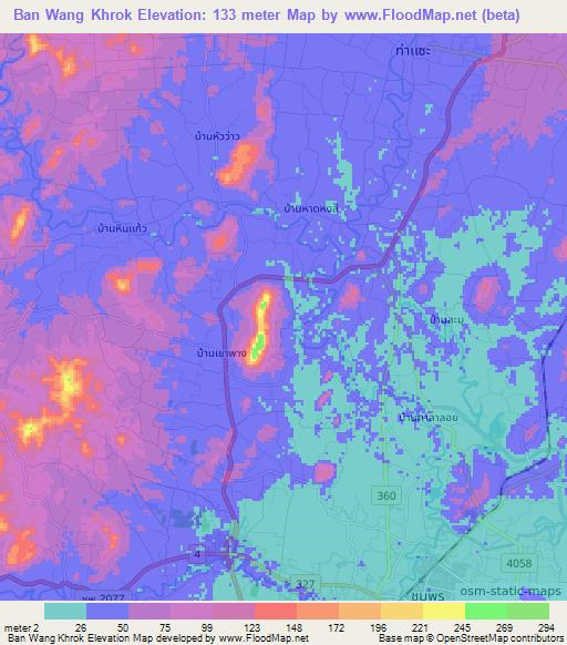 Ban Wang Khrok,Thailand Elevation Map