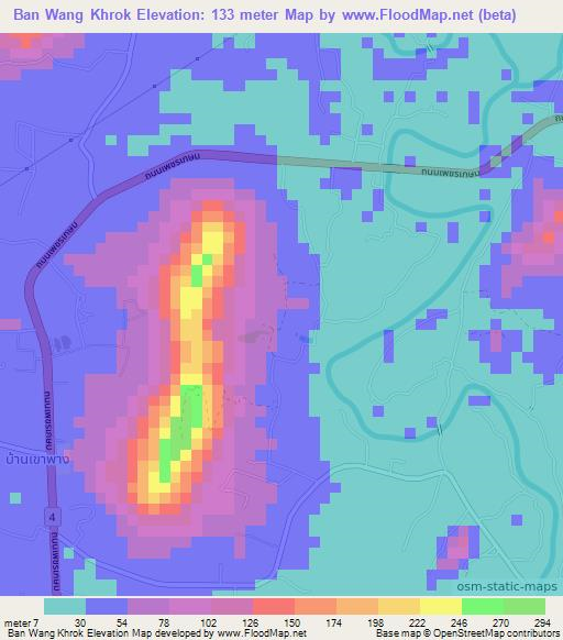 Ban Wang Khrok,Thailand Elevation Map