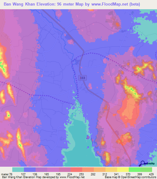 Ban Wang Khan,Thailand Elevation Map