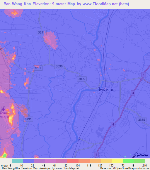 Ban Wang Kha,Thailand Elevation Map
