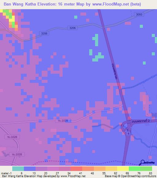 Ban Wang Katha,Thailand Elevation Map
