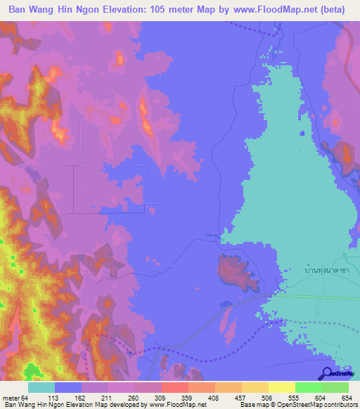 Ban Wang Hin Ngon,Thailand Elevation Map
