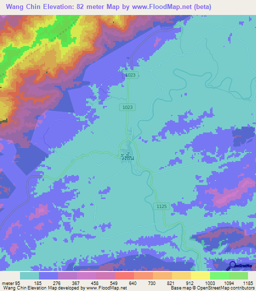Wang Chin,Thailand Elevation Map