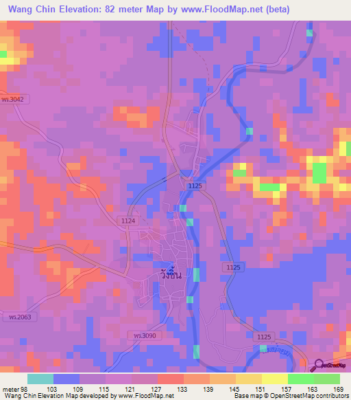 Wang Chin,Thailand Elevation Map