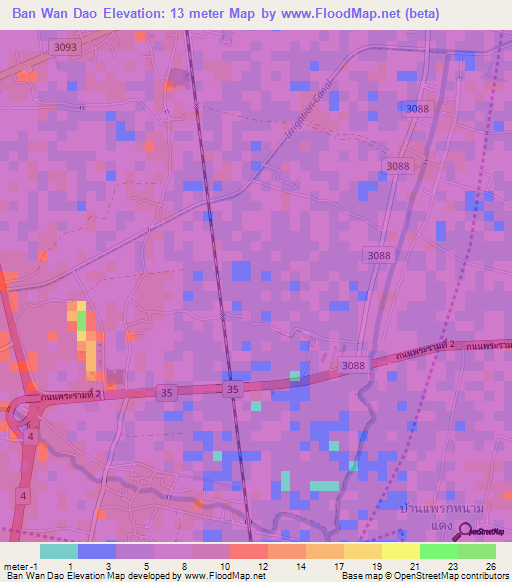 Ban Wan Dao,Thailand Elevation Map