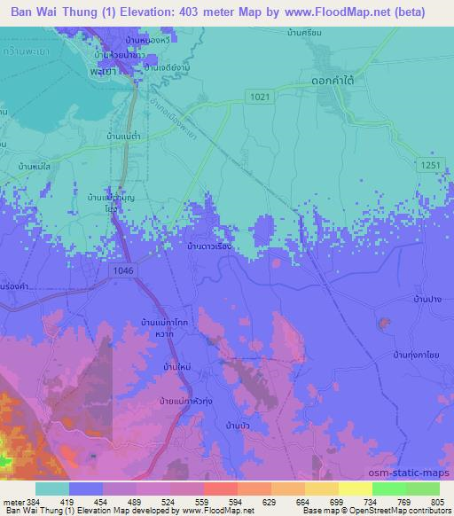 Ban Wai Thung (1),Thailand Elevation Map