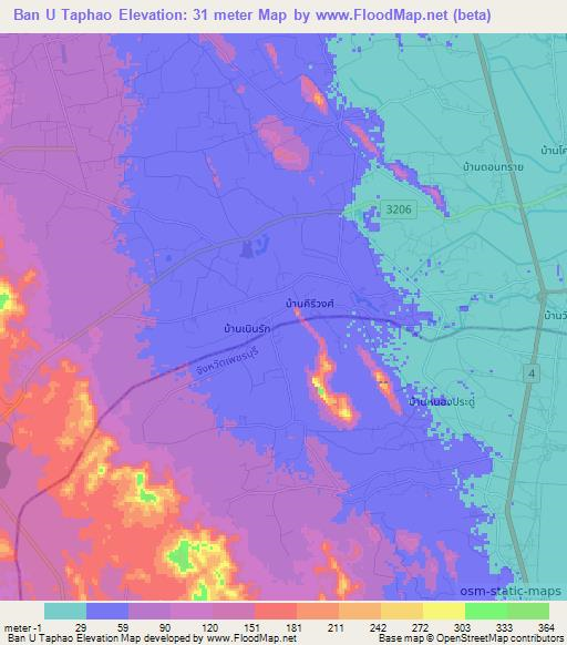 Ban U Taphao,Thailand Elevation Map