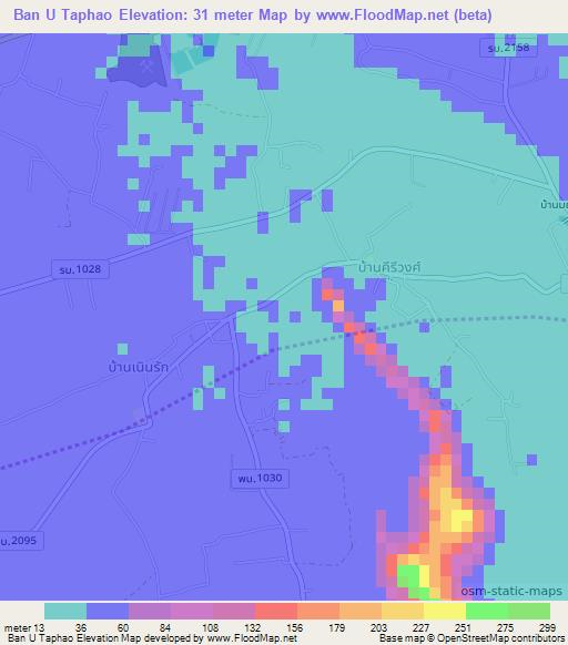 Ban U Taphao,Thailand Elevation Map