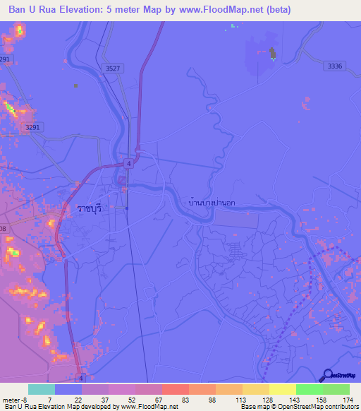 Ban U Rua,Thailand Elevation Map