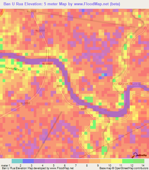 Ban U Rua,Thailand Elevation Map