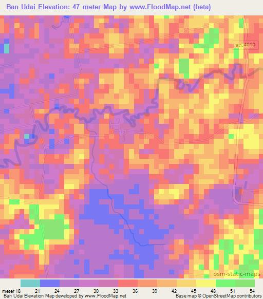 Ban Udai,Thailand Elevation Map