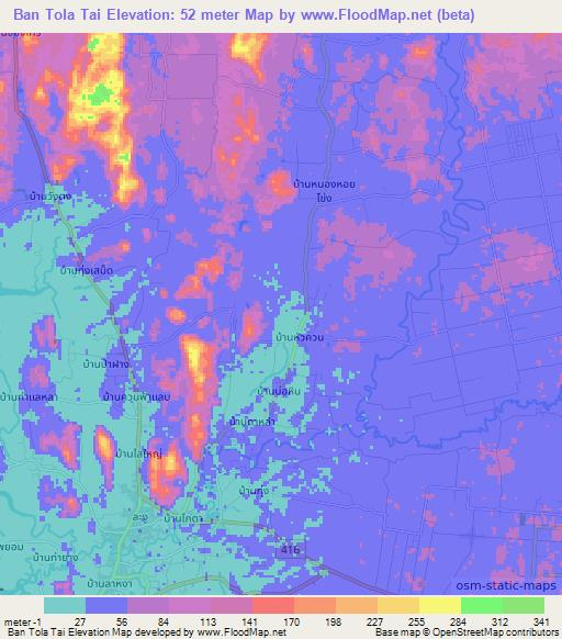 Ban Tola Tai,Thailand Elevation Map