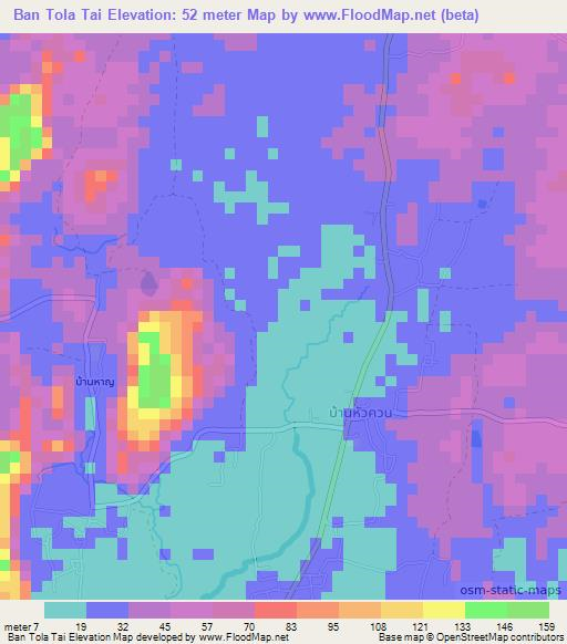 Ban Tola Tai,Thailand Elevation Map