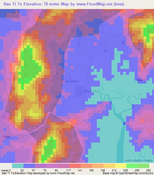 Ban Ti Te,Thailand Elevation Map