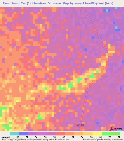 Ban Thung Yai (1),Thailand Elevation Map