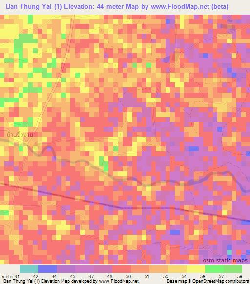 Ban Thung Yai (1),Thailand Elevation Map