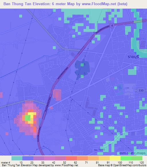 Ban Thung Tan,Thailand Elevation Map