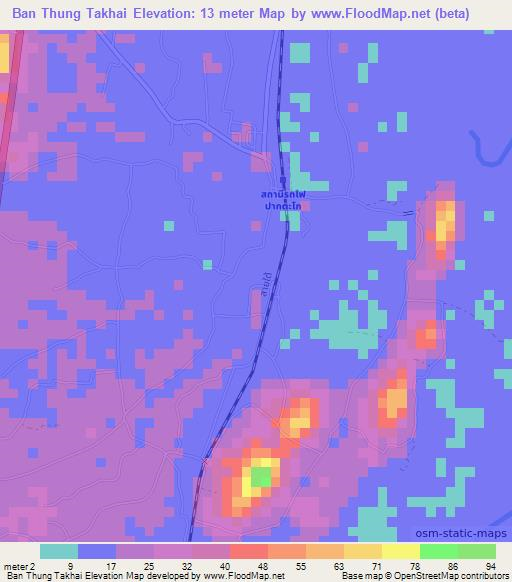 Ban Thung Takhai,Thailand Elevation Map