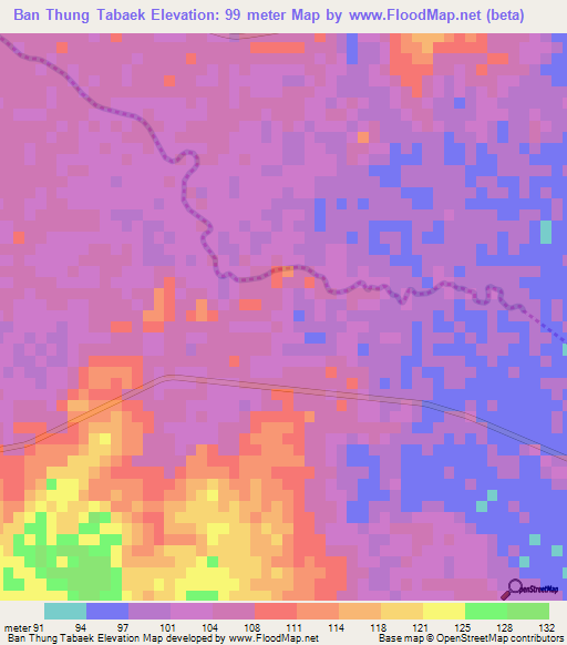 Ban Thung Tabaek,Thailand Elevation Map