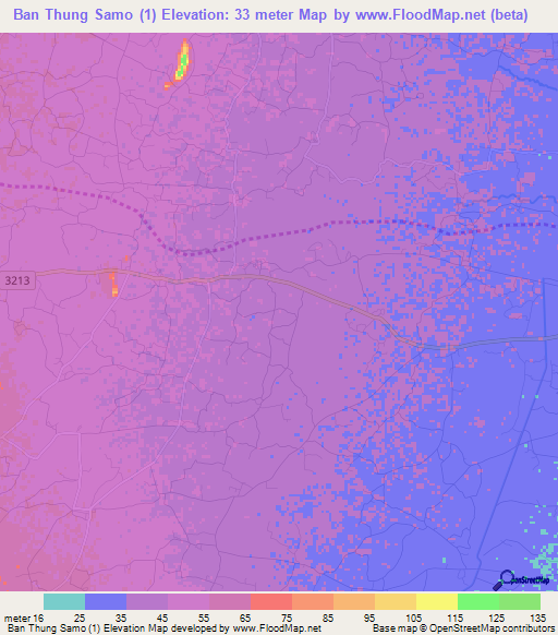 Ban Thung Samo (1),Thailand Elevation Map