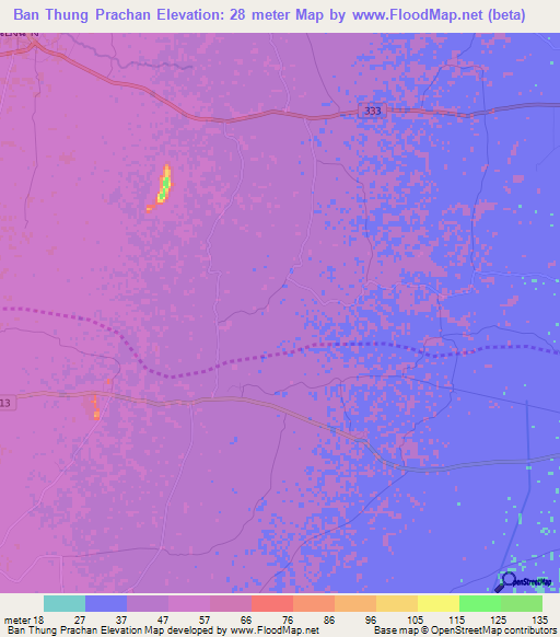 Ban Thung Prachan,Thailand Elevation Map