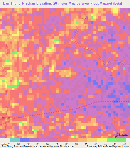 Ban Thung Prachan,Thailand Elevation Map