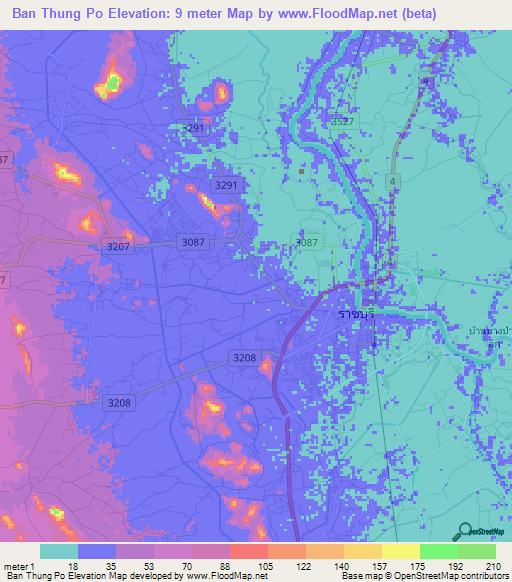 Ban Thung Po,Thailand Elevation Map