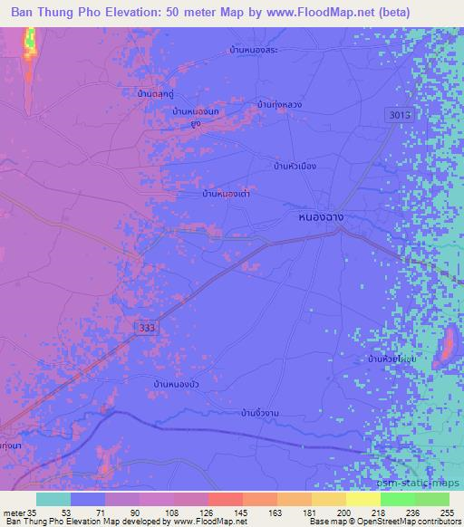 Ban Thung Pho,Thailand Elevation Map