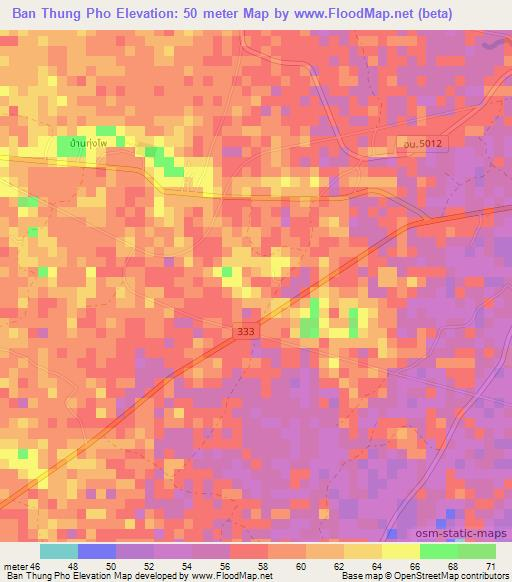 Ban Thung Pho,Thailand Elevation Map