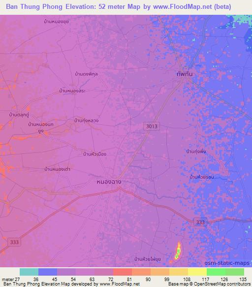 Ban Thung Phong,Thailand Elevation Map