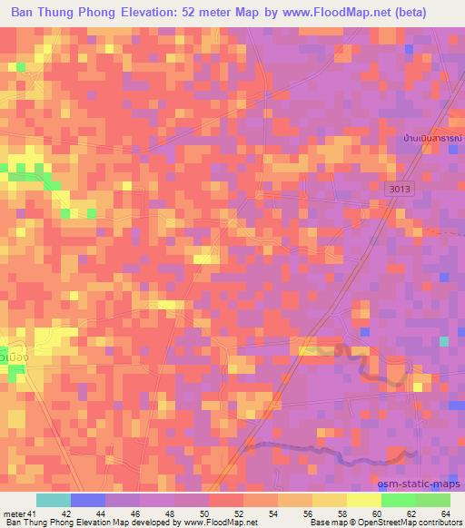 Ban Thung Phong,Thailand Elevation Map
