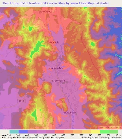 Ban Thung Pet,Thailand Elevation Map