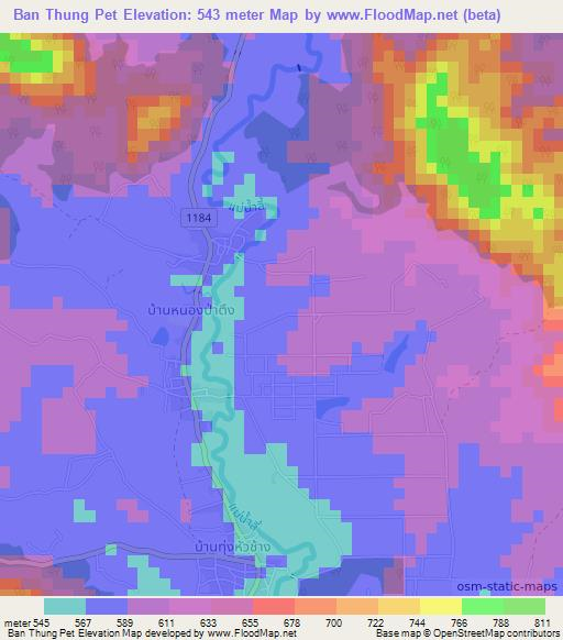 Ban Thung Pet,Thailand Elevation Map