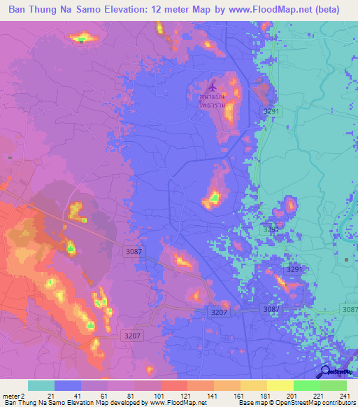 Ban Thung Na Samo,Thailand Elevation Map